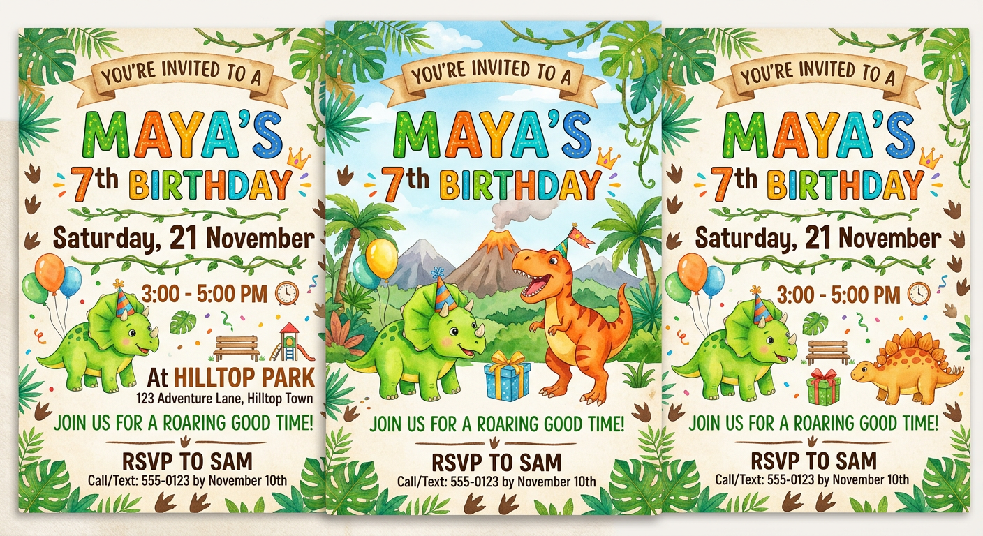 Nano Banana 2: Invitation to a 7th birthday party
