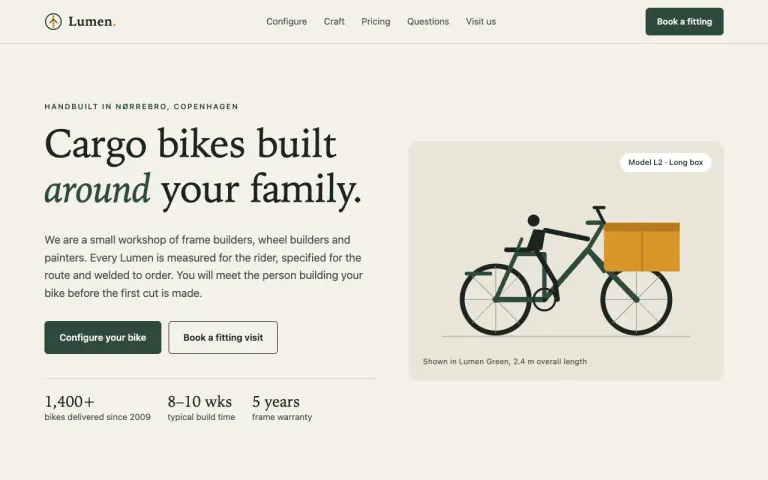 Claude Haiku 5.5: Landing page for a cargo bike workshop