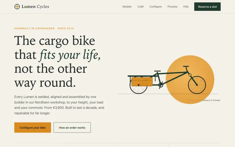 Claude Sonnet 5.5: Landing page for a cargo bike workshop