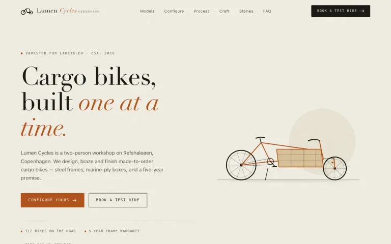 Ember-1: Landing page for a cargo bike workshop