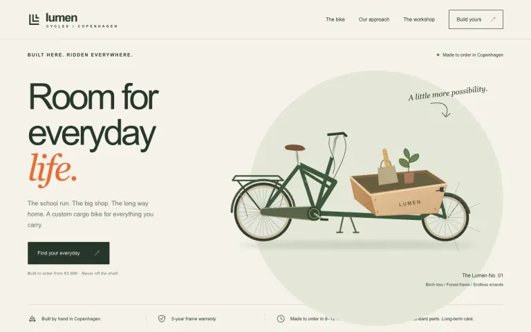 GPT-6.1 Sol: Landing page for a cargo bike workshop