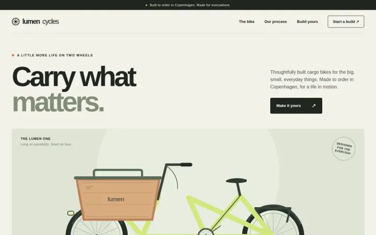 GPT-6.1 Terra Pro: Landing page for a cargo bike workshop