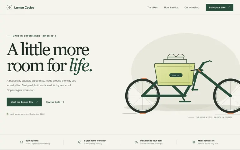 GPT-6 Luna: Landing page for a cargo bike workshop