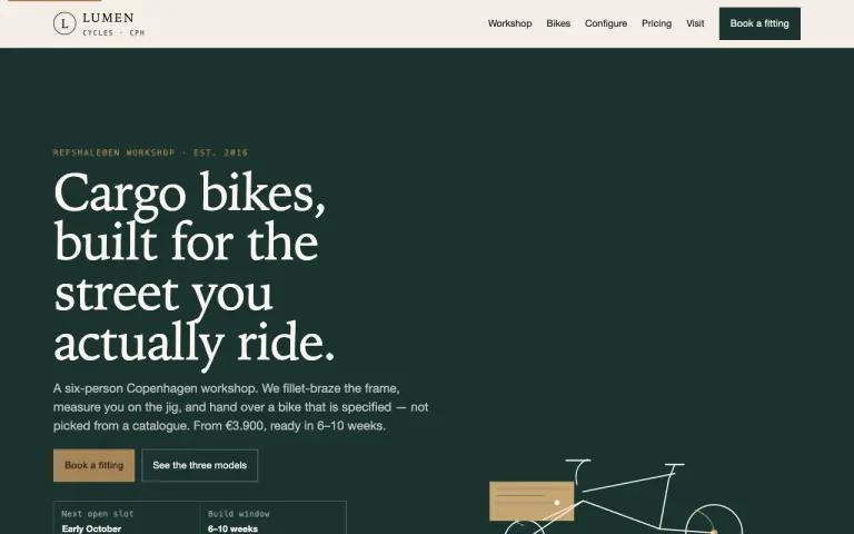 Grok 4.7: Landing page for a cargo bike workshop