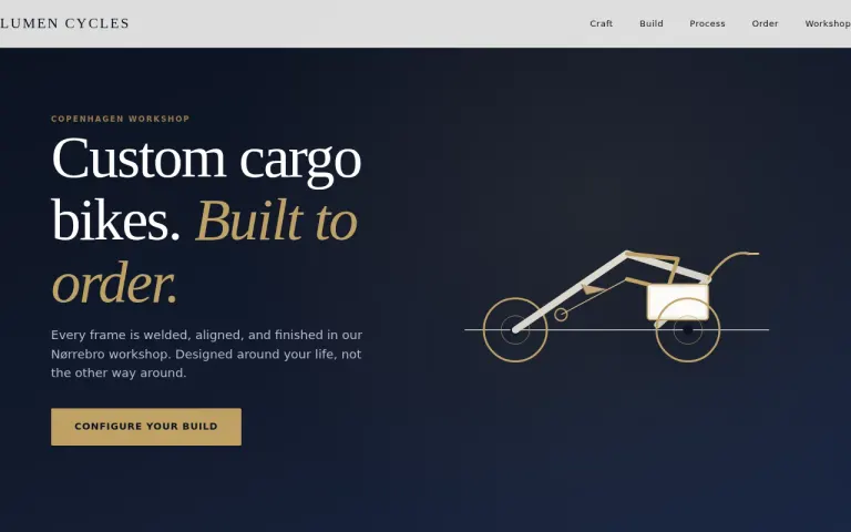Inkling: Landing page for a cargo bike workshop