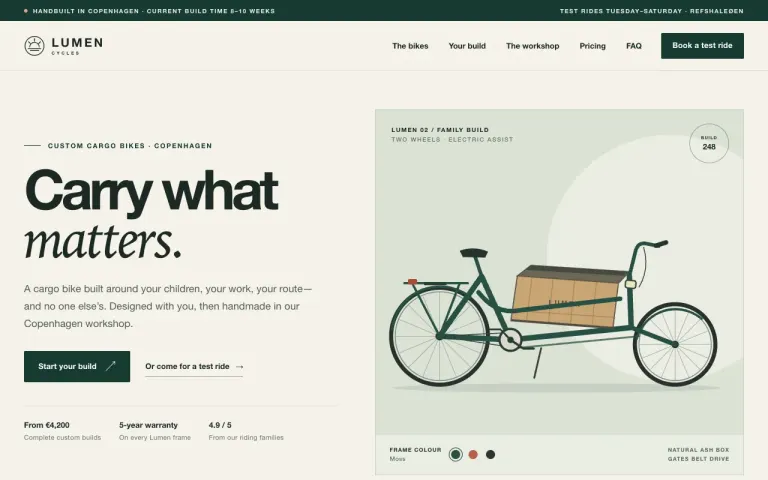 Kimi K3.1 Pro: Landing page for a cargo bike workshop