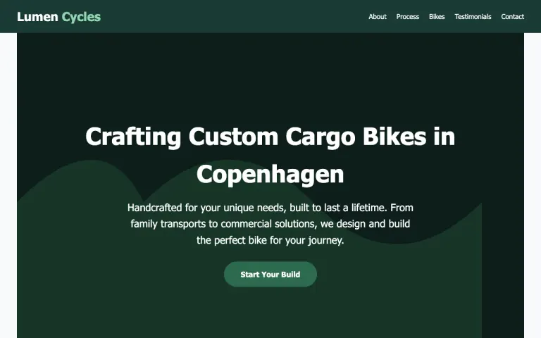 Laguna S 2.1: Landing page for a cargo bike workshop