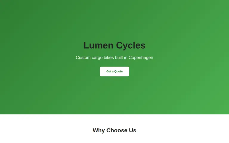 LFM2.5-24B-A2B: Landing page for a cargo bike workshop