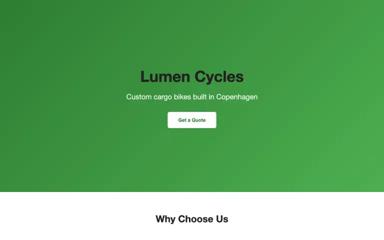 LFM2.5-24B-A2B: Landing page for a cargo bike workshop