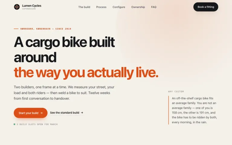 MiMo v2.6 Flash: Landing page for a cargo bike workshop