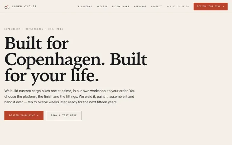 MiMo v2.6 Pro: Landing page for a cargo bike workshop