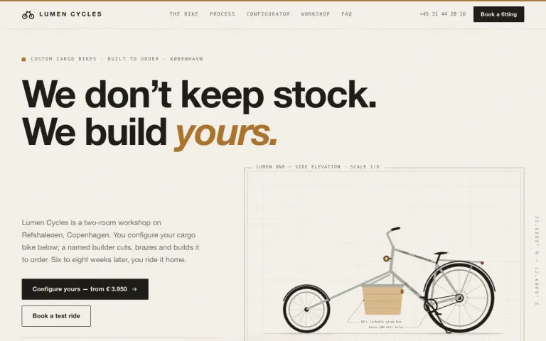 Mistral Large 4: Landing page for a cargo bike workshop