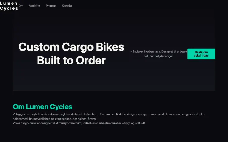 Nemotron 3.5 Lightning: Landing page for a cargo bike workshop