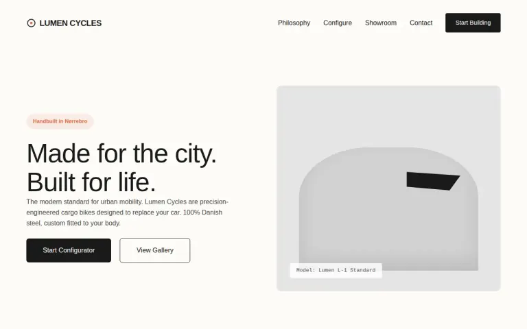 Pareto 26.10: Landing page for a cargo bike workshop