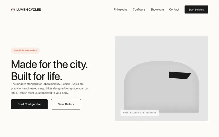 Pareto 26.10: Landing page for a cargo bike workshop