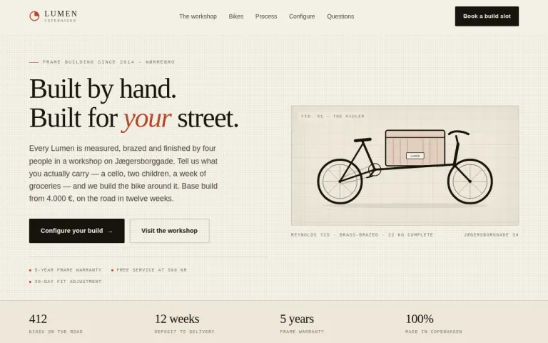 Particle-1: Landing page for a cargo bike workshop