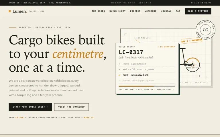 Qwen3.8 Max (0902): Landing page for a cargo bike workshop