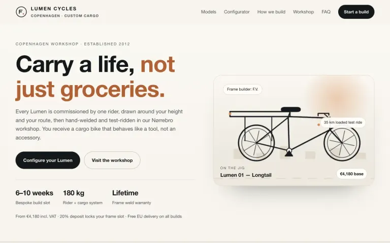 Step 5 Preview: Landing page for a cargo bike workshop