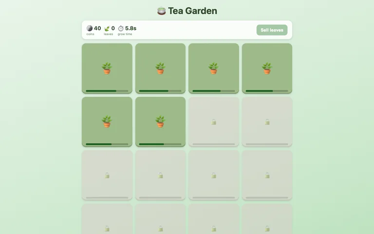 Ember-1's Tea Garden after 95 seconds of play