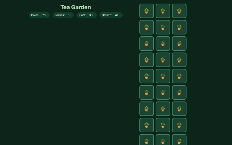 Flint's Tea Garden after 95 seconds of play