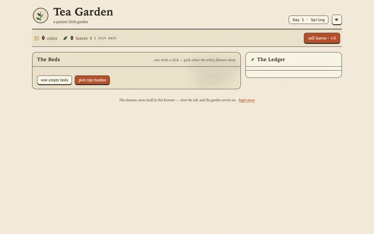 GLM 5.3's Tea Garden after 95 seconds of play